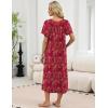 image:imageEkouaer Long Nightgowns for Women Short Sleeve House Dress with Pockets Full Length Loungewear S3XLFloral Red