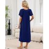 image:imageEkouaer Long Nightgowns for Women Short Sleeve House Dress with Pockets Full Length Loungewear S3XLNavy Blue