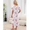 image:imageEkouaer Long Nightgowns for Women Short Sleeve House Dress with Pockets Full Length Loungewear S3XLRed Flower