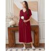 image:imageEkouaer Long Nightgowns for Women Short Sleeve House Dress with Pockets Full Length Loungewear S3XLWine Red