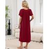 image:imageEkouaer Long Nightgowns for Women Short Sleeve House Dress with Pockets Full Length Loungewear S3XLWine Red