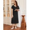 image:imageEkouaer Long Nightgowns for Women Short Sleeve Sleepshirt Button Sleep Dress with PocketsBlack