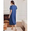 image:imageEkouaer Long Nightgowns for Women Short Sleeve Sleepshirt Button Sleep Dress with PocketsBlue