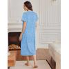 image:imageEkouaer Long Nightgowns for Women Short Sleeve Sleepshirt Button Sleep Dress with PocketsBlue Flower