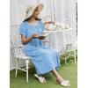 image:imageEkouaer Long Nightgowns for Women Short Sleeve Sleepshirt Button Sleep Dress with PocketsBlue Flower