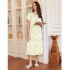 image:imageEkouaer Long Nightgowns for Women Short Sleeve Sleepshirt Button Sleep Dress with PocketsGreen Leaf