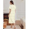 image:imageEkouaer Long Nightgowns for Women Short Sleeve Sleepshirt Button Sleep Dress with PocketsGreen Leaf