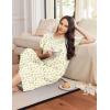 image:imageEkouaer Long Nightgowns for Women Short Sleeve Sleepshirt Button Sleep Dress with PocketsGreen Leaf