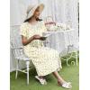 image:imageEkouaer Long Nightgowns for Women Short Sleeve Sleepshirt Button Sleep Dress with PocketsGreen Leaf