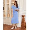 image:imageEkouaer Long Nightgowns for Women Short Sleeve Sleepshirt Button Sleep Dress with PocketsLight Blue