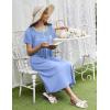image:imageEkouaer Long Nightgowns for Women Short Sleeve Sleepshirt Button Sleep Dress with PocketsLight Blue