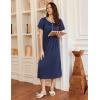 image:imageEkouaer Long Nightgowns for Women Short Sleeve Sleepshirt Button Sleep Dress with PocketsNavy Blue