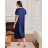 image:imageEkouaer Long Nightgowns for Women Short Sleeve Sleepshirt Button Sleep Dress with PocketsNavy Blue