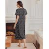 image:imageEkouaer Long Nightgowns for Women Short Sleeve Sleepshirt Button Sleep Dress with PocketsNavy Blue Floral