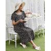 image:imageEkouaer Long Nightgowns for Women Short Sleeve Sleepshirt Button Sleep Dress with PocketsNavy Blue Floral