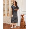 image:imageEkouaer Long Nightgowns for Women Short Sleeve Sleepshirt Button Sleep Dress with PocketsNavy Blue Floral