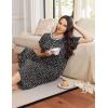 image:imageEkouaer Long Nightgowns for Women Short Sleeve Sleepshirt Button Sleep Dress with PocketsNavy Blue Floral