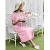 image:imageEkouaer Long Nightgowns for Women Short Sleeve Sleepshirt Button Sleep Dress with PocketsPink