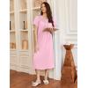 image:imageEkouaer Long Nightgowns for Women Short Sleeve Sleepshirt Button Sleep Dress with PocketsPink
