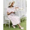 image:imageEkouaer Long Nightgowns for Women Short Sleeve Sleepshirt Button Sleep Dress with PocketsPink Flower