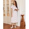 image:imageEkouaer Long Nightgowns for Women Short Sleeve Sleepshirt Button Sleep Dress with PocketsPink Flower