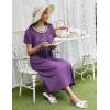 image:imageEkouaer Long Nightgowns for Women Short Sleeve Sleepshirt Button Sleep Dress with PocketsPurple