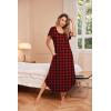 image:imageEkouaer Long Nightgowns for Women with Pockets Short Sleeves Moo Moos for Women Casual Maxi Dress House Dresses SXXXLPlaid