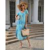 image:imageEkouaer Long Nightgowns for Women with Pockets Short Sleeves Moo Moos for Women Casual Maxi Dress House Dresses SXXXLTeal Tiedye