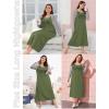 image:imageEkouaer Long Sleeve Nightgowns for Women Calf Length Sleep Shirts Crew Neck Soft Nightshirts SXXLArmy Green Coffee