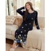 image:imageEkouaer Long Sleeve Nightgowns for Women Calf Length Sleep Shirts Crew Neck Soft Nightshirts SXXLBlack Butterfly Flower