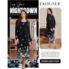 image:imageEkouaer Long Sleeve Nightgowns for Women Calf Length Sleep Shirts Crew Neck Soft Nightshirts SXXLBlack Butterfly Flower