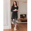 image:imageEkouaer Long Sleeve Nightgowns for Women Calf Length Sleep Shirts Crew Neck Soft Nightshirts SXXLBlack Flower
