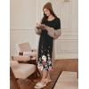 image:imageEkouaer Long Sleeve Nightgowns for Women Calf Length Sleep Shirts Crew Neck Soft Nightshirts SXXLBlack Flower