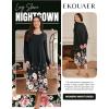 image:imageEkouaer Long Sleeve Nightgowns for Women Calf Length Sleep Shirts Crew Neck Soft Nightshirts SXXLBlack Flower