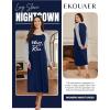 image:imageEkouaer Long Sleeve Nightgowns for Women Calf Length Sleep Shirts Crew Neck Soft Nightshirts SXXLBlack Kiss