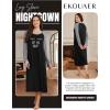 image:imageEkouaer Long Sleeve Nightgowns for Women Calf Length Sleep Shirts Crew Neck Soft Nightshirts SXXLBlack Let Me Sleep