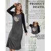 image:imageEkouaer Long Sleeve Nightgowns for Women Calf Length Sleep Shirts Crew Neck Soft Nightshirts SXXLDark Grey Heart