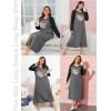 image:imageEkouaer Long Sleeve Nightgowns for Women Calf Length Sleep Shirts Crew Neck Soft Nightshirts SXXLDark Grey Heart