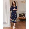 image:imageEkouaer Long Sleeve Nightgowns for Women Calf Length Sleep Shirts Crew Neck Soft Nightshirts SXXLPurple Butterfly Flower