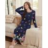 image:imageEkouaer Long Sleeve Nightgowns for Women Calf Length Sleep Shirts Crew Neck Soft Nightshirts SXXLPurple Butterfly Flower