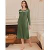 image:imageEkouaer Long Sleeve Nightgowns for Women Long Sleepshirts Button Night Gowns Sleepwear Full Length Sleep Dress with PocketsArmy Green