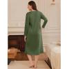 image:imageEkouaer Long Sleeve Nightgowns for Women Long Sleepshirts Button Night Gowns Sleepwear Full Length Sleep Dress with PocketsArmy Green