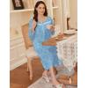 image:imageEkouaer Long Sleeve Nightgowns for Women Long Sleepshirts Button Night Gowns Sleepwear Full Length Sleep Dress with PocketsBlue Flower