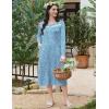 image:imageEkouaer Long Sleeve Nightgowns for Women Long Sleepshirts Button Night Gowns Sleepwear Full Length Sleep Dress with PocketsBlue Flower