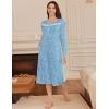 image:imageEkouaer Long Sleeve Nightgowns for Women Long Sleepshirts Button Night Gowns Sleepwear Full Length Sleep Dress with PocketsBlue Flower