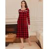image:imageEkouaer Long Sleeve Nightgowns for Women Long Sleepshirts Button Night Gowns Sleepwear Full Length Sleep Dress with PocketsChristmas Plaid
