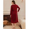 image:imageEkouaer Long Sleeve Nightgowns for Women Long Sleepshirts Button Night Gowns Sleepwear Full Length Sleep Dress with PocketsChristmas Plaid