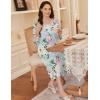 image:imageEkouaer Long Sleeve Nightgowns for Women Long Sleepshirts Button Night Gowns Sleepwear Full Length Sleep Dress with PocketsFloral Green