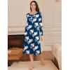 image:imageEkouaer Long Sleeve Nightgowns for Women Long Sleepshirts Button Night Gowns Sleepwear Full Length Sleep Dress with PocketsFloral Navy Blue