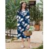 image:imageEkouaer Long Sleeve Nightgowns for Women Long Sleepshirts Button Night Gowns Sleepwear Full Length Sleep Dress with PocketsFloral Navy Blue